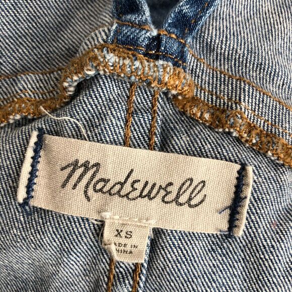 Madewell Skinny Overalls Womens XS Blue Jean Denim Bib Raw Hem Kemp Wash - Picture 10 of 11